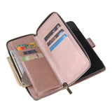 For Samsung A10/A20/A30/A50/A30S/A50S Pu Leather  Mobile Phone Cover Zipper Card Bag + Wrist Strap Rose gold