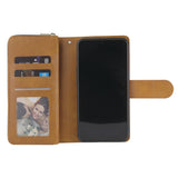 For Samsung A10/A20/A30/A50/A30S/A50S Pu Leather  Mobile Phone Cover Zipper Card Bag + Wrist Strap brown