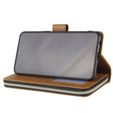For Samsung A10/A20/A30/A50/A30S/A50S Pu Leather  Mobile Phone Cover Zipper Card Bag + Wrist Strap brown