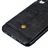 For Samsung A70 Double Buckle Non-slip Shockproof Cell Phone Case with Card Slot Bracket black