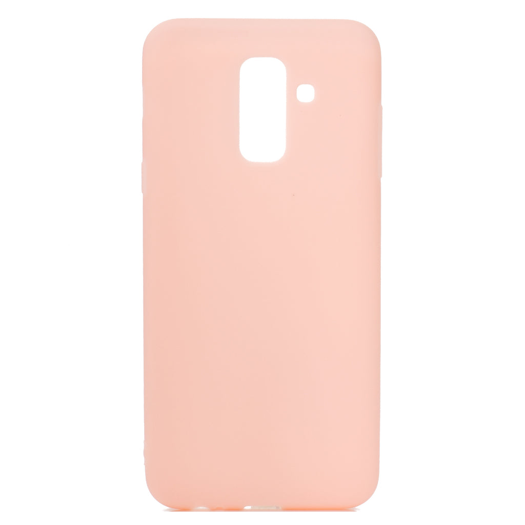 for Samsung A6 plus 2018 Lovely Candy Color Matte TPU Anti-scratch Non-slip Protective Cover Back Case Light pink