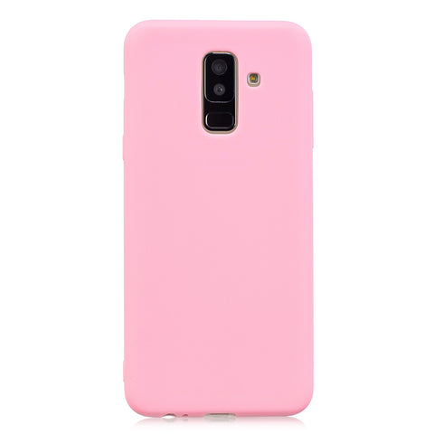 for Samsung A6 plus 2018 Lovely Candy Color Matte TPU Anti-scratch Non-slip Protective Cover Back Case dark pink
