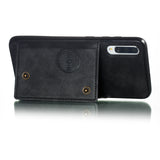 For Samsung A70 Double Buckle Non-slip Shockproof Cell Phone Case with Card Slot Bracket black
