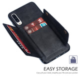 For Samsung A70 Double Buckle Non-slip Shockproof Cell Phone Case with Card Slot Bracket black