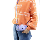 For HUAWEI Y5 2018/Y5 2019 Cellphone Case Mobile Phone Shell Shockproof TPU Cover with Cartoon Cat Pig Panda Coin Purse Lovely Shoulder Starp  Purple