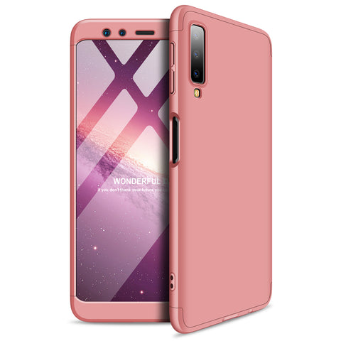 For Samsung A7 2018 3 in 1 360 Degree Non-slip Shockproof Full Protective Case Rose gold_Samsung A7 2018