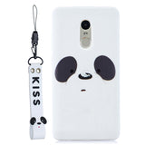 For Redmi note 4X/NOTE 4 Cartoon Lovely Coloured Painted Soft TPU Back Cover Non-slip Shockproof Full Protective Case with Lanyard white