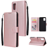 For Samsung A51 Phone Case PU Leather Shell All-round Protection Precise Cutout Wallet Design Cellphone Cover  Rose gold