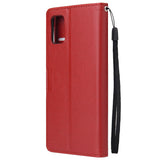 For Samsung A51 Phone Case PU Leather Shell All-round Protection Precise Cutout Wallet Design Cellphone Cover  Red