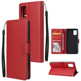 For Samsung A51 Phone Case PU Leather Shell All-round Protection Precise Cutout Wallet Design Cellphone Cover  Red
