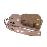 For HUAWEI Y6 2019 Y7 2019 Y9 2019 Cartoon Full Protective TPU Mobile Phone Cover with Mini Coin Purse+Cartoon Hanging Lanyard 7 brown brown bear