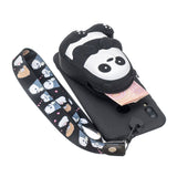 For HUAWEI Y6 2019 Y7 2019 Y9 2019 Cartoon Full Protective TPU Mobile Phone Cover with Mini Coin Purse+Cartoon Hanging Lanyard 5 black striped bears