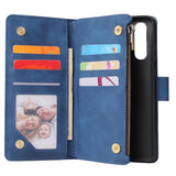 For HUAWEI P30 HUAWEI P30 lite HUAWEI P30 pro Multi-card Bracket Coin Wallet Zipper Mobile Phone PU Leather Phone Case  2 blue