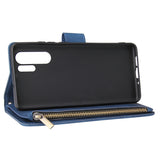 For HUAWEI P30 HUAWEI P30 lite HUAWEI P30 pro Multi-card Bracket Coin Wallet Zipper Mobile Phone PU Leather Phone Case  2 blue