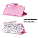 For Samsung A10/A20/A30 Smartphone Case PU Leather Wallet Design Cellphone Cover with Card Holder Stand Available Ice cream unicorn