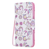 For Samsung A10/A20/A30 Smartphone Case PU Leather Wallet Design Cellphone Cover with Card Holder Stand Available Ice cream unicorn