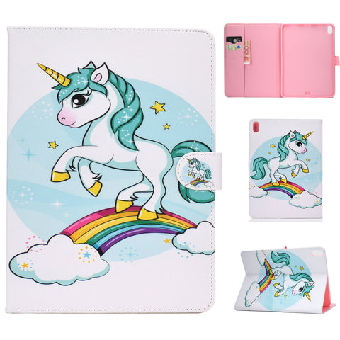For iPad Pro 11 Laptop Protective Case Smart Stay Color Painted PU Cover with Front Snap unicorn