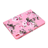 For iPad Pro 11 Laptop Protective Case Smart Stay Color Painted PU Cover with Front Snap Pink flower