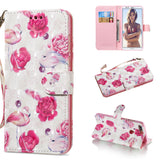 For HUAWEI honor 7C / Enjoy 8/Y7PRIME 2018/Y7 PRO 2018/NOVA2 LITE 3D Coloured Painted PU Magnetic Clasp Phone Case with Card Slots Bracket Lanyard Flamingo