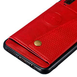 For Samsung A750/A7 2018 Double Buckle Non-slip Shockproof Cell Phone Case with Card Slot Bracket black