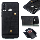 For Huawei P30 lite/nova 4E Double Buckle Non-slip Shockproof Cell Phone Case with Card Slot Bracket black