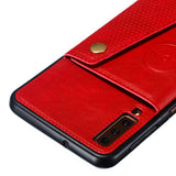 For Samsung A750/A7 2018 Double Buckle Non-slip Shockproof Cell Phone Case with Card Slot Bracket blue