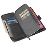 For Samsung A10/A20/A30/A50/A30S/A50S Pu Leather  Mobile Phone Cover Zipper Card Bag + Wrist Strap black