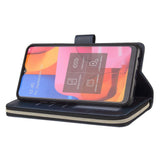 For Samsung A10/A20/A30/A50/A30S/A50S Pu Leather  Mobile Phone Cover Zipper Card Bag + Wrist Strap blue