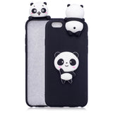 For iPhone 6/6S 3D Cute Cartoon Animal TPU Anti-scratch Non-slip Protective Cover Back Case Black panda