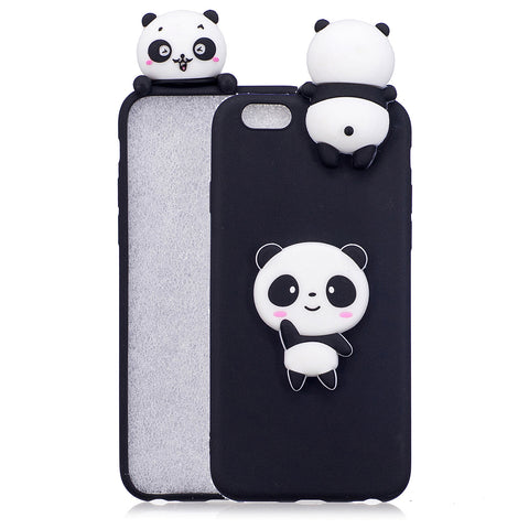 For iPhone 6/6S 3D Cute Cartoon Animal TPU Anti-scratch Non-slip Protective Cover Back Case Black panda