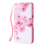 For Samsung J4 Plus/J6 Plus Cartoon Phone Shell Delicate Smartphone Case PU Leather Overall Protective Wallet Design peach blossom