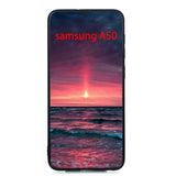 For Samsung A50 Double Buckle Non-slip Shockproof Cell Phone Case with Card Slot Bracket black