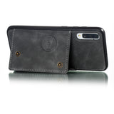 For Samsung A70 Double Buckle Non-slip Shockproof Cell Phone Case with Card Slot Bracket gray