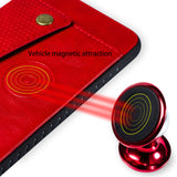 For Samsung A50 Double Buckle Non-slip Shockproof Cell Phone Case with Card Slot Bracket red