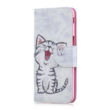 For Samsung J4 Plus/J6 Plus Cartoon Phone Shell Delicate Smartphone Case PU Leather Overall Protective Wallet Design Red lip cat