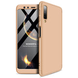 For Samsung A7 2018 3 in 1 360 Degree Non-slip Shockproof Full Protective Case Gold_Samsung A7 2018