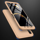 For Samsung A7 2018 3 in 1 360 Degree Non-slip Shockproof Full Protective Case Gold_Samsung A7 2018