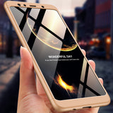 For Samsung A7 2018 3 in 1 360 Degree Non-slip Shockproof Full Protective Case Gold_Samsung A7 2018