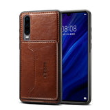 For Samsung A50 Retro PU Leather Wallet Card Holder Stand Non-slip Shockproof Cell Phone Case brown