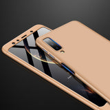 For Samsung A7 2018 3 in 1 360 Degree Non-slip Shockproof Full Protective Case Gold_Samsung A7 2018