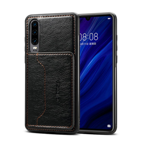 For Samsung A50 Retro PU Leather Wallet Card Holder Stand Non-slip Shockproof Cell Phone Case black