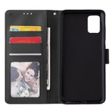 For Samsung A51 Phone Case PU Leather Shell All-round Protection Precise Cutout Wallet Design Cellphone Cover  Black