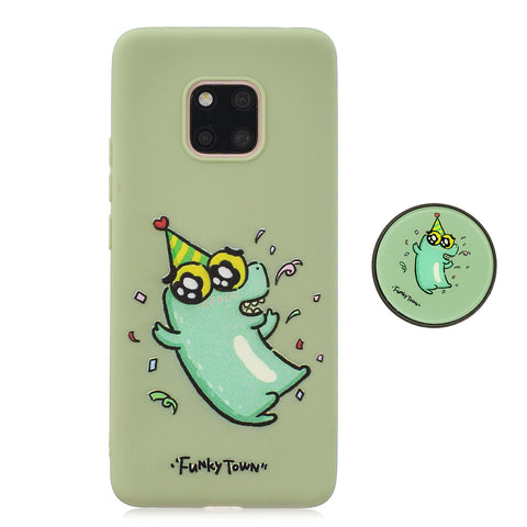 For HUAWEI MATE 20 pro Pure Color Phone Cover Cute Cartoon Phone Case Lightweight Soft TPU Phone Case with Matching Pattern Adjustable Bracket 2
