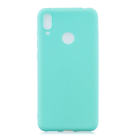 For HUAWEI Y7 2019 Lovely Candy Color Matte TPU Anti-scratch Non-slip Protective Cover Back Case Light blue