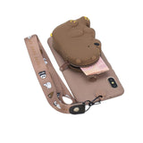 For HUAWEI Y6 2019 Y7 2019 Y9 2019 Cartoon Full Protective TPU Mobile Phone Cover with Mini Coin Purse+Cartoon Hanging Lanyard 7 brown brown bear