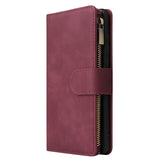 For HUAWEI P30 HUAWEI P30 lite HUAWEI P30 pro Multi-card Bracket Coin Wallet Zipper Mobile Phone PU Leather Phone Case  5 wine red