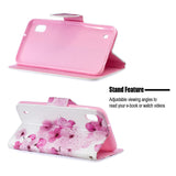 For Samsung A10/A20/A30 Smartphone Case PU Leather Wallet Design Cellphone Cover with Card Holder Stand Available peach blossom