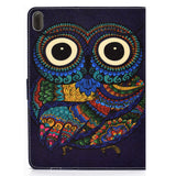 For iPad Pro 11 Laptop Protective Case Smart Stay Color Painted PU Cover with Front Snap owl