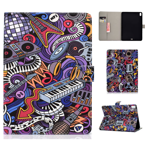 For iPad Pro 11 Laptop Protective Case Smart Stay Color Painted PU Cover with Front Snap Graffiti