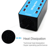 USB Charger 100W 10 Ports USB 20A Smart Phone Desktop Charging Station for 5V 2A for Samsung Xiaomi  blue_Australian regulations